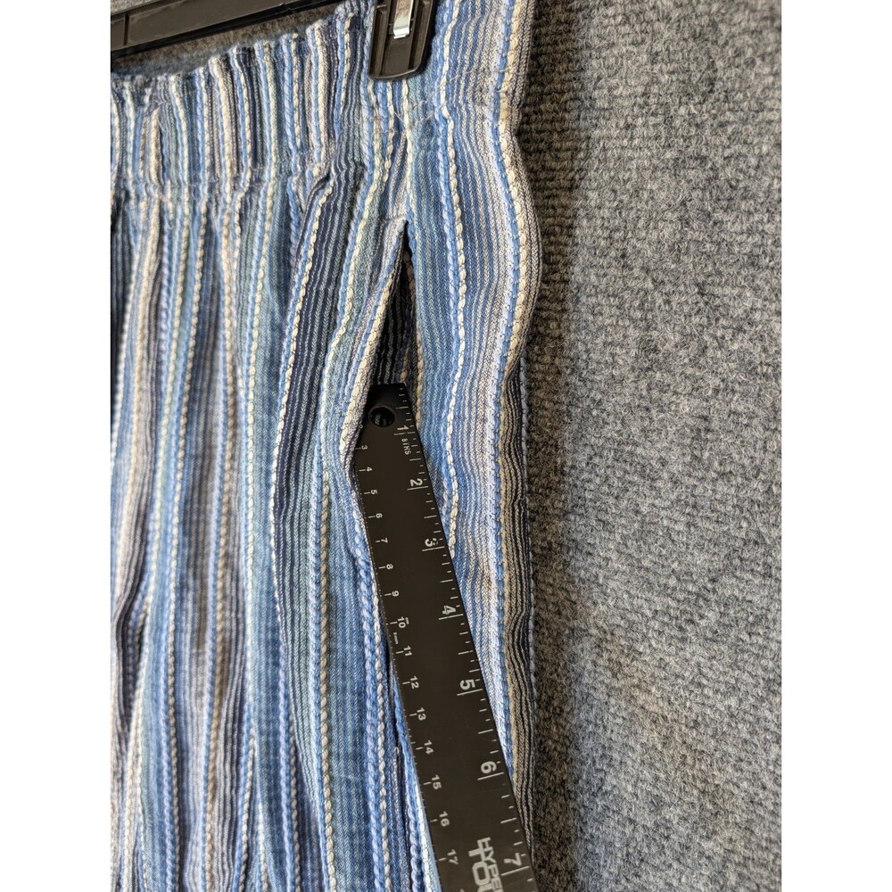 Free People Days End Cotton/Linen Stripe Pants Small Wide Leg Blue - Picture 8 of 12